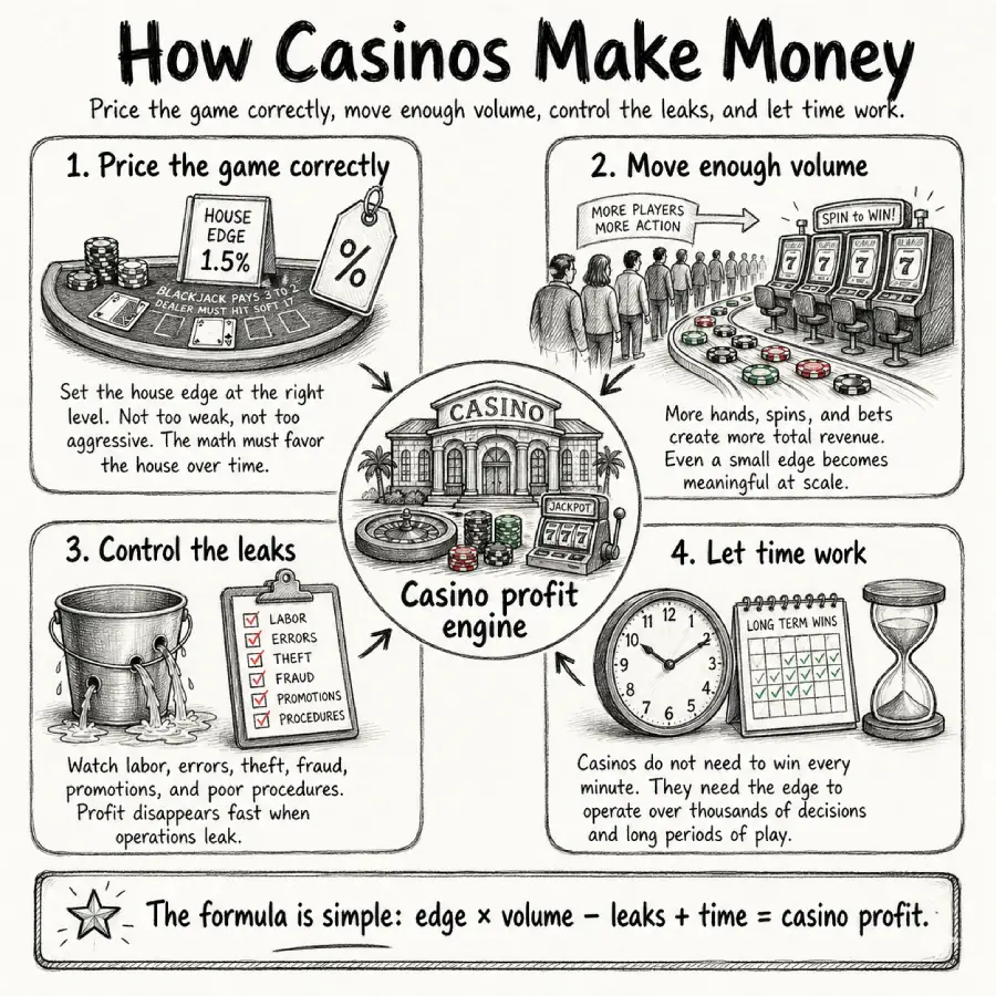 Casino math and house edge infographic