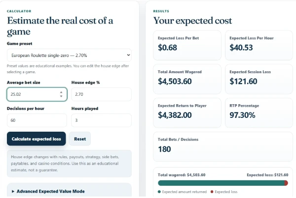 House Edge Calculator interface